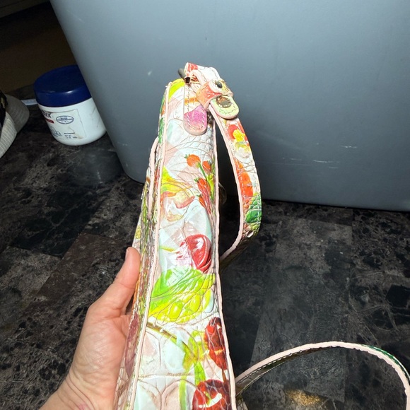 Brahmin Floral Watercolor Printed Crossbody in Pink, Red, Yellow & Green - Picture 4 of 6